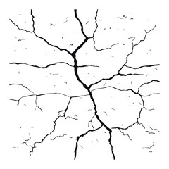 Split lines in the concrete, fissured ground, or cracks in the wall. Pattern of vector cracks on a wall backdrop 
