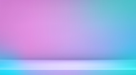 3d abstract neon studio room background. Color gradient empty wall backdrop. Mockup product presentation. Hologram platform. Showcase, promotion display. Vector illustration