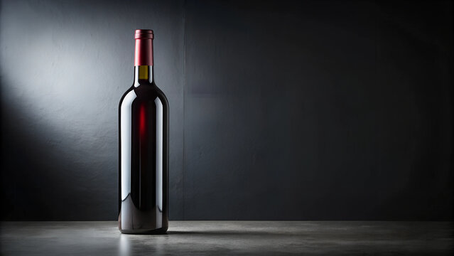 botellas de vino en fondo elegante negro