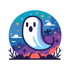 Cute ghost cartoon vector illustration halloween holiday concept icon isolated