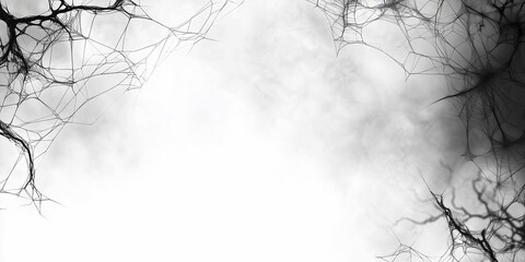 Scary spider webs are framing a foggy background in this halloween themed banner