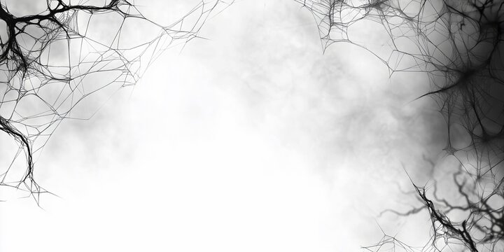 Scary spider webs are framing a foggy background in this halloween themed banner