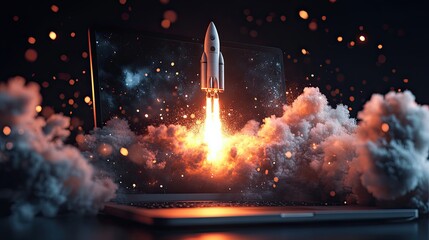 Launching Space Spacecraft From Laptop Screen