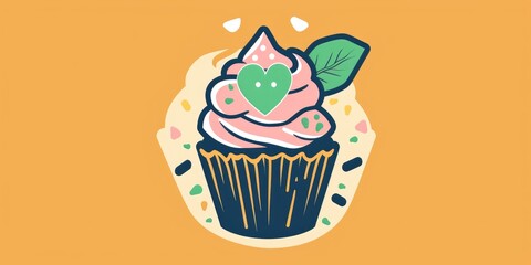 Logo creation for a vegan cupcake organization, incorporating a revolutionary fist symbol, a leaf, and a green heart for empowerment.