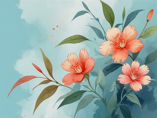 Botanical floral illustration with soft colors