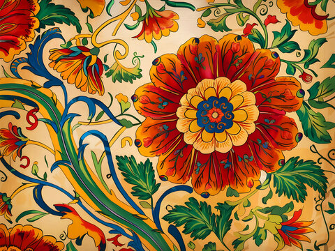vintage tole design with hand-painted flowers.