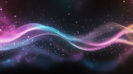 Obraz premium Colorful abstract waves of light and particles glowing against a dark background