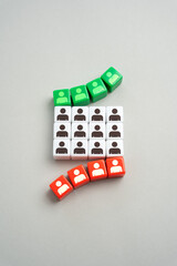 Staff turnover. A queue of people arriving and departing. Recruiting and firing workers, the core...
