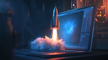 Launching Space Shuttle From Laptop Display