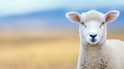 Sheep grazing in a lush field under a clear sky during golden hour