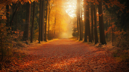 Obraz premium Golden Autumn Forest Path