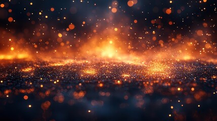 Obraz premium mesmerizing display of glowing embers rising against inky black background orange sparks dancing abstract patterns of light and heat