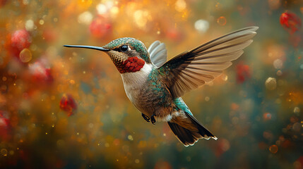 Fototapeta premium Blur of wings Hummingbird bird In flight close up 