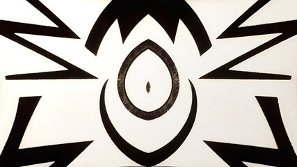 Black and white pattern on a white background, symmetrical artwork.