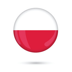 Poland flag round glossy and shiny 3d button isolated on white background national day of Poland 11 November celebration educational digital illustration online social media and websites