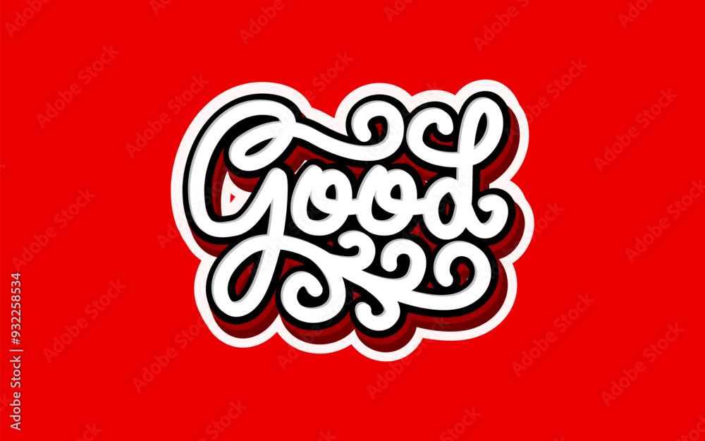 Wall mural lettering good with 3d style red background. 3d style text effect.