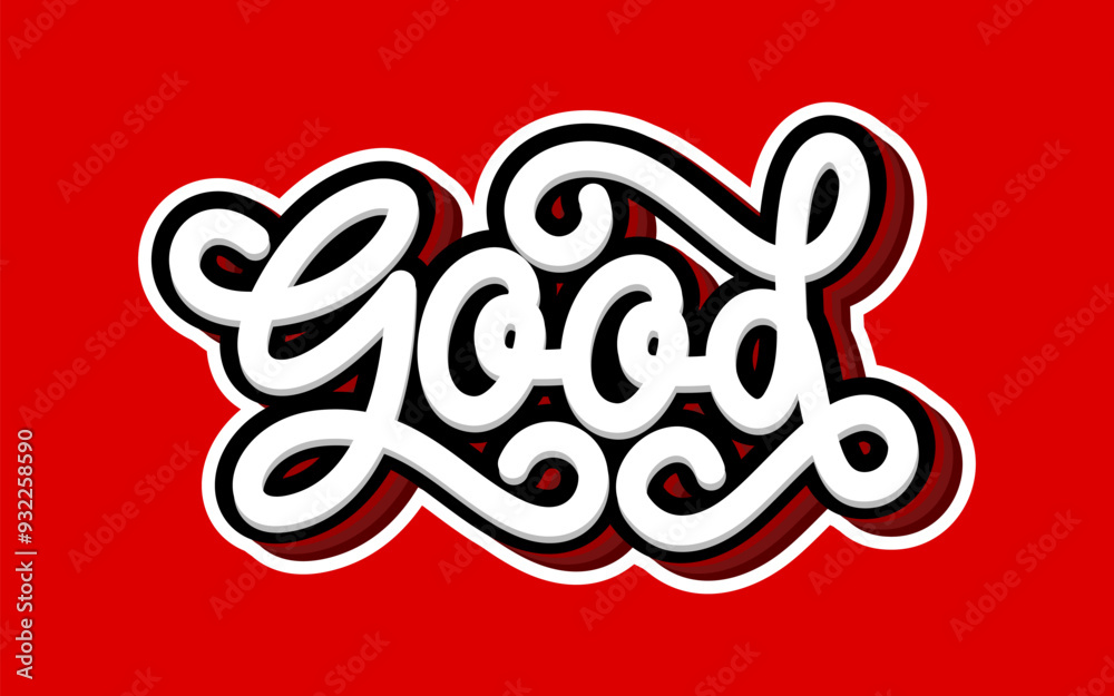 Wall mural lettering good with 3d style red background. 3d style text effect.