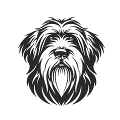bearded collie dog, vector head. Laser cut file