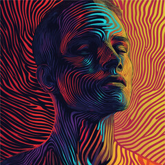 vector of a min head abstract background with lines