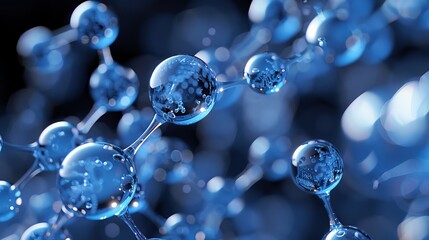 Image showcases a detailed molecular structure with blue atom spheres and gray bonds, creating a futuristic and scientific vibe. Ideal for science-related designs and projects.