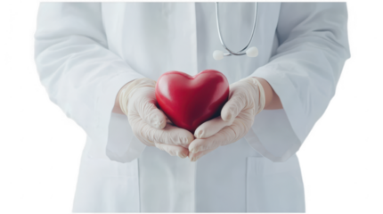 Doctor with heart png isolated set in 3d transparent using for presentation.