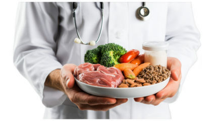 Set of doctor and nutrition food png mockup in 3d without background for decoration.