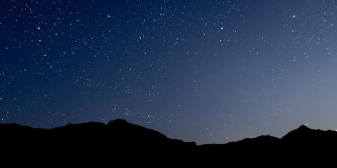 a Night sky panorama with stars and moon