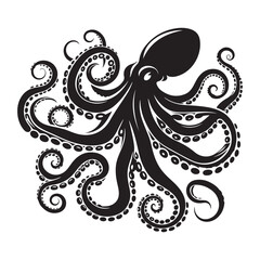 Abstract Octopus silhouette. Isolated animal. Vector illustration, Octopus silhouette white background