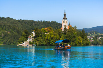 View of Lake Bled and Bled Castle, Slovenia