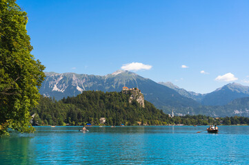 View of Lake Bled and Bled Castle, Slovenia