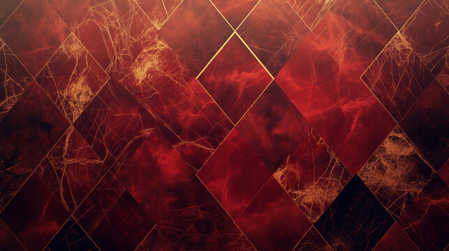 A red and gold background with a pattern of squares