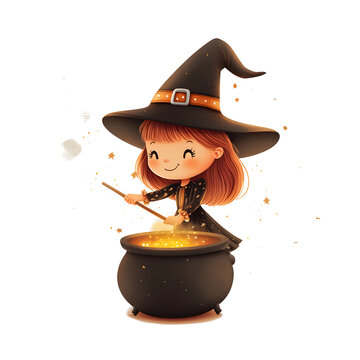 Kawaii Witch with Cauldron