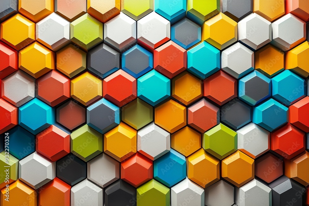 Poster Abstract Colorful Hexagon Pattern Background Texture