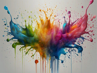 Fototapeta premium Explosion of multicolored liquid paint splashes