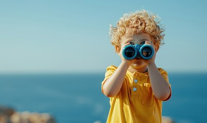 Fototapeta premium Curious Kid with Binoculars