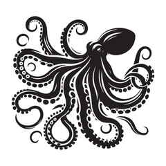 Abstract Octopus silhouette. Isolated animal. Vector illustration, Octopus silhouette white background