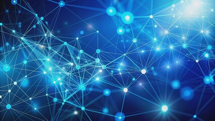 Obraz premium Abstract interconnected dots on bright blue background , technology, connection, digital, network, communication, futuristic