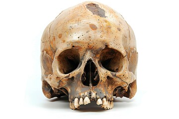 Obraz premium A close up of a human skull on a white surface