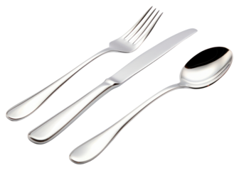 PNG Stainless steel cutlery spoon knife fork.