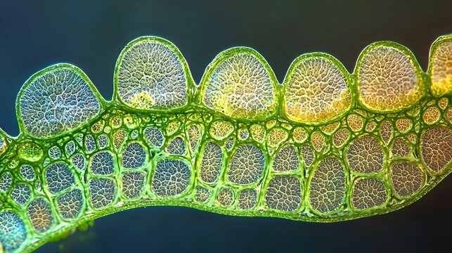 Cross section of liverwort leaf under the microscope