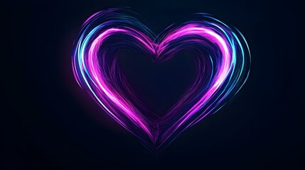 Violet and pink neon light abstract heart doodle