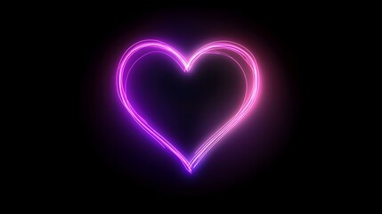 Neon light drawing of abstract heart doodle