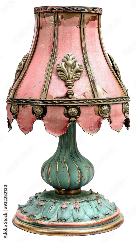 Sticker vintage ornate pink green lamp