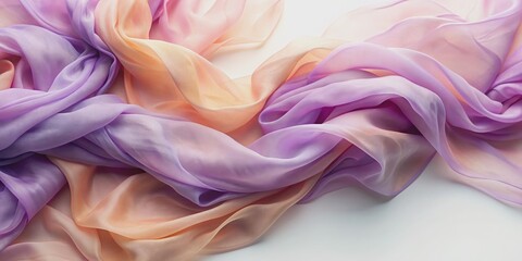Obraz premium Soft layers of lavender and peach, resembling the delicate folds of a silk scarf catching the morning light, lavender, peach