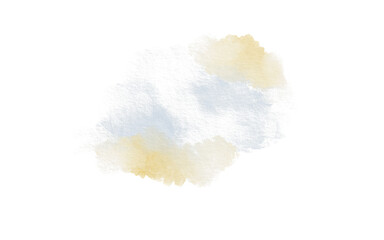 Watercolor spot abstract static shape in tender yellow and blue colors on white background for postcards, websites, invitations, flyers, packaging products, patterns, any composition.