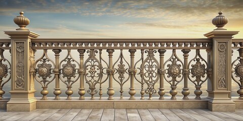 Fototapeta premium Classic balustrade design for fencing with ornate details and elegant craftsmanship, balustrade, classic, style