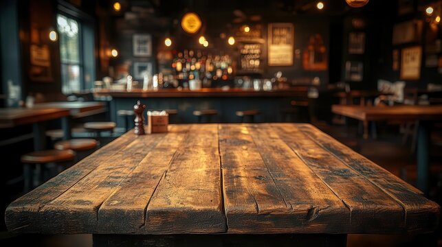 rustic wild west saloon table crafted from weathered wood placed in a dimly lit frontier bar setting perfect for showcasing products with an authentic old west ambiance