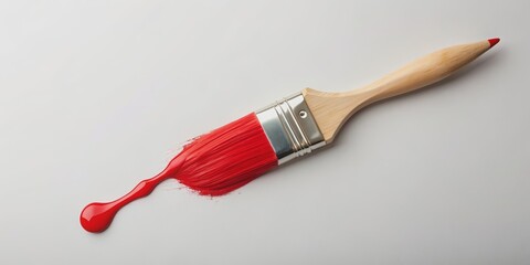 Minimalist of paintbrush with red paint drop, paintbrush, red, paint, drop, minimalist,creative, design, artistic, modern