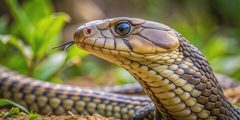 Naklejka premium Close-up of a Brazilian False Water Cobra in its natural habitat , snake, reptile, wildlife, venomous, tropical, exotic