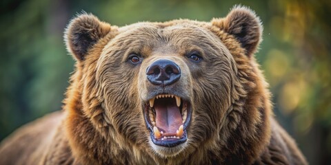 Obraz premium Close up of an angry bear showing teeth , wildlife, fierce, aggressive, dangerous, rage, furious, predator